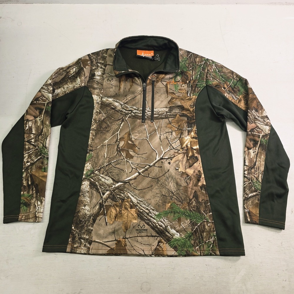 Habit Techshell Lite Scent Fleece Lined Pullover Men's Sz L Realtree‎ Xtra Camo